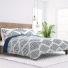 Navy Diamond Line Reversible 2-pc. Twin Quilt Set