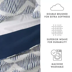 Navy Diamond Line Reversible 3-pc. Queen Quilt Set