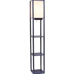 Navy Etagere Shelf Charging Floor Lamp