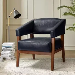 Navy Faux Leather Nicki Accent Chair