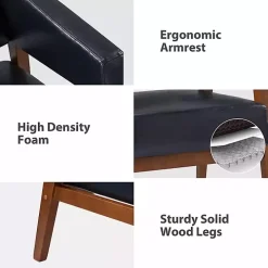 Navy Faux Leather Nicki Accent Chair