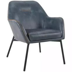 Navy Faux Leather Scoop Accent Chair