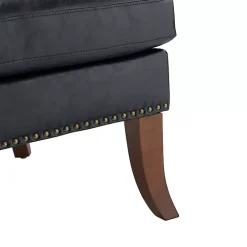 Navy Faux Leather Wingback Accent Chair