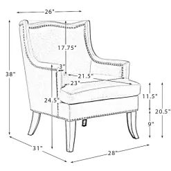 Navy Faux Leather Wingback Accent Chair