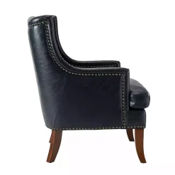 Navy Faux Leather Wingback Accent Chair