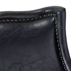 Navy Faux Leather Wingback Accent Chair