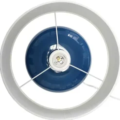 Navy Glass Short Oval Table Lamp