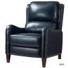 Navy Leather Nailhead Traditional Recliner