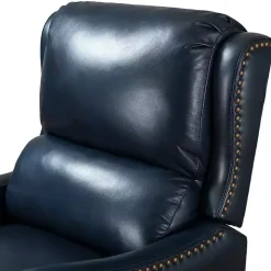 Navy Leather Nailhead Traditional Recliner