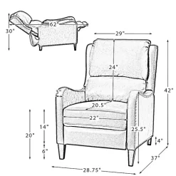 Navy Leather Nailhead Traditional Recliner