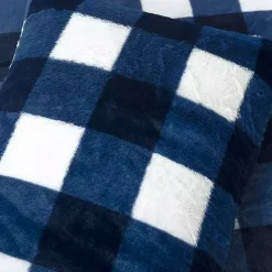 Navy Plaid Faux Fur 3-pc. King Comforter Set