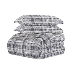 Navy Plaid Polka Dot 2-pc. Twin Duvet Cover Set