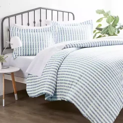 Navy Rugged Stripes Puffed 3-pc. King Duvet Set