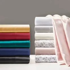 Navy Satin Standard 2-pc. Pillow Case Set