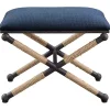 Navy Seat and Black Metal Ottoman