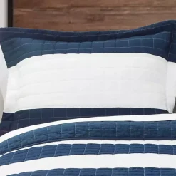 Navy Stripe 3-pc. Full/Queen Quilt Set
