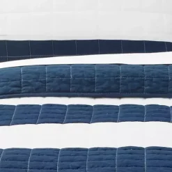 Navy Stripe 3-pc. Full/Queen Quilt Set