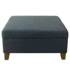 Navy Upholstered Square Storage Ottoman