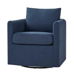 Navy Upholstered Vasser Slipcover Swivel Chair