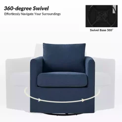 Navy Upholstered Vasser Slipcover Swivel Chair