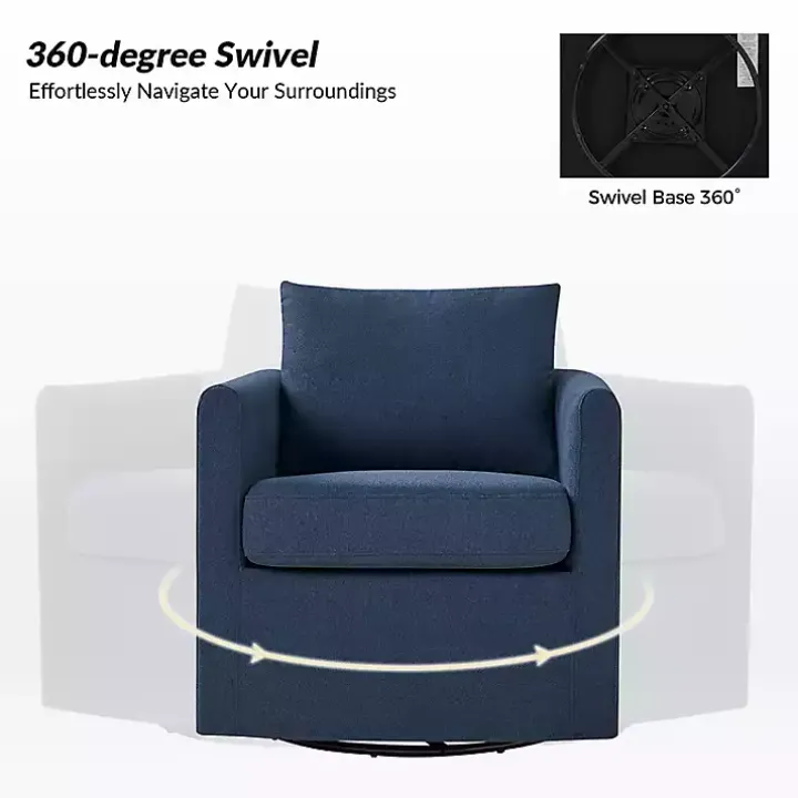 Navy Upholstered Vasser Slipcover Swivel Chair