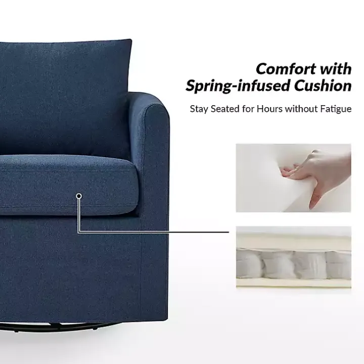 Navy Upholstered Vasser Slipcover Swivel Chair