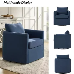 Navy Upholstered Vasser Slipcover Swivel Chair