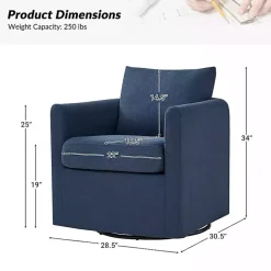 Navy Upholstered Vasser Slipcover Swivel Chair