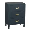 Navy Wood 3-Drawer Layla Nightstand