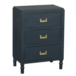 Navy Wood 3-Drawer Layla Nightstand