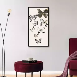Neutral Butterflies Framed Canvas Art Print