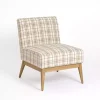 Neutral Plaid Slipper Accent Chair