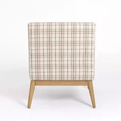 Neutral Plaid Slipper Accent Chair