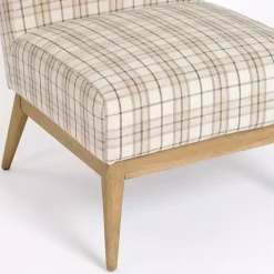 Neutral Plaid Slipper Accent Chair