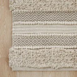 Neutral Tufted Stripes Woven Bath Runner
