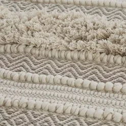 Neutral Tufted Stripes Woven Bath Runner