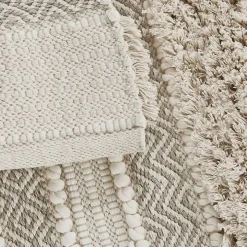 Neutral Tufted Stripes Woven Bath Runner