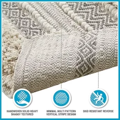 Neutral Tufted Stripes Woven Bath Runner