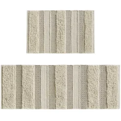 Neutral Tufted Stripes Woven Bath Runner