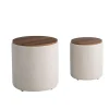 Neutral Upholstered Nesting Ottomans, Set of 2