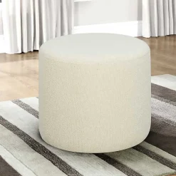 Newton Ivory Boucle Cylinder Ottoman