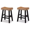Oak Wood Backless Cooper Counter Stools, Set of 2