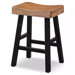 Oak Wood Backless Cooper Counter Stools, Set of 2