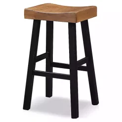 Oak Wood Backless Cooper Bar Stools, Set of 2