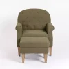 Olive Green Boucle Tufted Chair & Ottoman Set