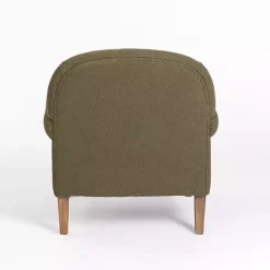 Olive Green Boucle Tufted Chair & Ottoman Set