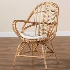 Open Woven Rattan Accent Chair