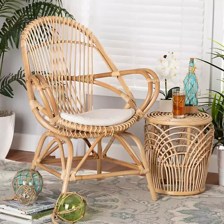 Open Woven Rattan Accent Chair