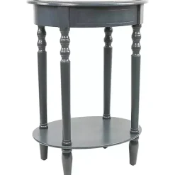 Oval Antique Navy Accent Table