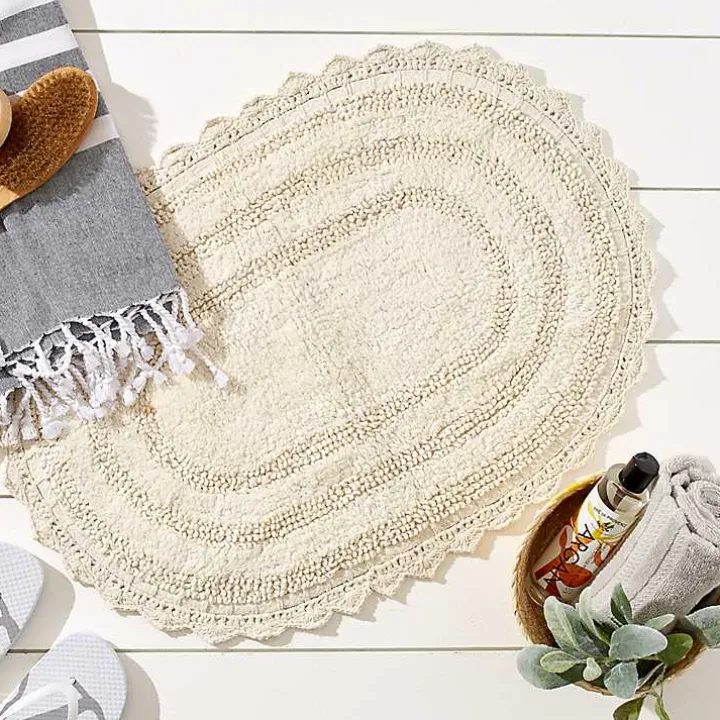 Oval Classic Ivory Crochet Bath Mat